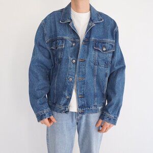 Vintage Guess Blue Denim Button Front Trucker Jean Jacket Classic Western TG XL